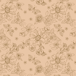 Sketched Florals in Peach