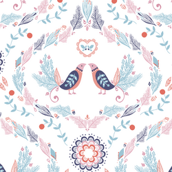 Lyrical Lovebirds in White