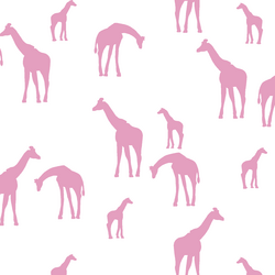Giraffe Silhouette in Begonia on White