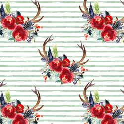 Small Boho Winter Horns in Spearmint Stripe