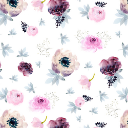 Painted Wildflowers in White