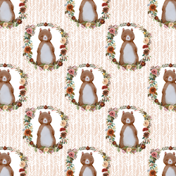 Small Woodland Bear in Shell Herringbone