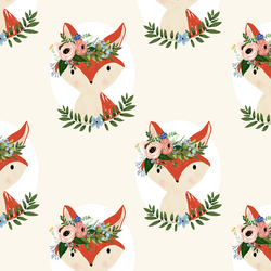 Large Fox Floral in Ivory