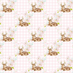 Little Blush Floral Deer in Soft Pink Gingham