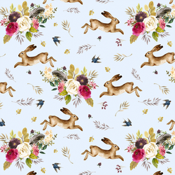 Large Autumn Bunnies in Soft Blue