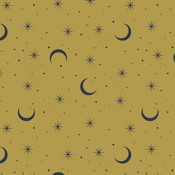 Small Moon and Stars in Gold