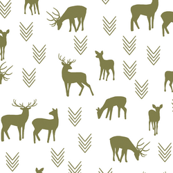 Deer Silhouette in Jungle on White