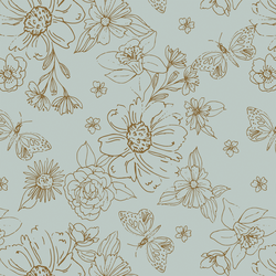 Big Sketched Florals in Robin's Egg