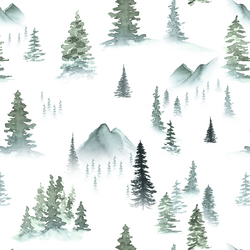 Mountain Pines in Winter Mist