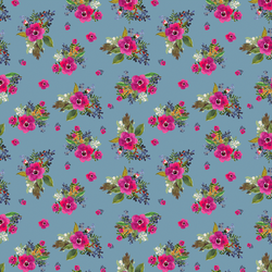 Small Jungle Floral in Blue Mist