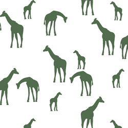 Giraffe Silhouette in Kale on White