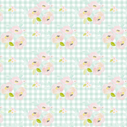 Little Blush Roses in Light Green Gingham