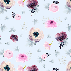 Painted Wildflowers in Soft Blue