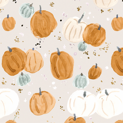 Pumpkins and Stars in Soft Gray
