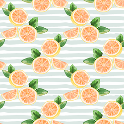 Citrus Slices in Iced Aqua Stripe