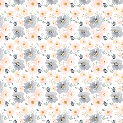 Tiny Full Bloom Floral in Peach and Navy