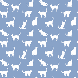 Cat Silhouette in Cornflower