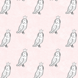 Small Crowned Owl in Sweet Pink and Onyx