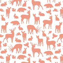 Forest Friends in Grapefruit on White