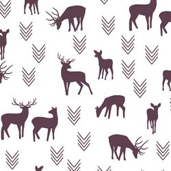 Deer Silhouette in Raisin on White