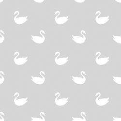 Swan Silhouette in White on Silver