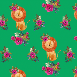 Floral Lion in Leafy Green