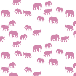 Elephant Silhouette in Wisteria on White