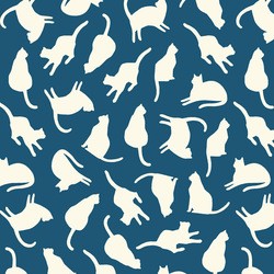 Silhouette Cats in Ink Blue