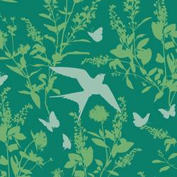 Swallow Study in Green Meadow
