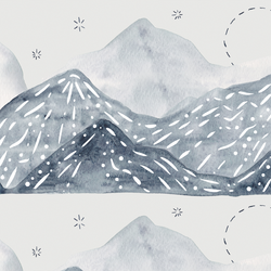 Large Moonlit Mountainscape in Mist