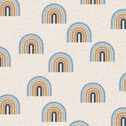 Retro Rainbows in Blue and Mustard
