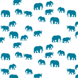Elephant Silhouette in Peacock on White