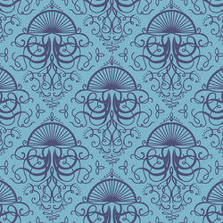 Jellyfish Bloom in Surf and Indigo
