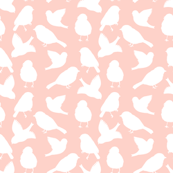 Spring Bird Silhouette in Pink Blossom