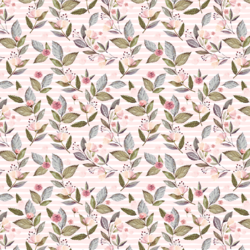 Little Tossed Floral on Stripes in Soft Blush