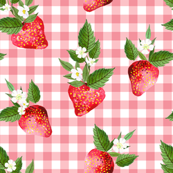 Large Strawberries in Wild Rose Gingham