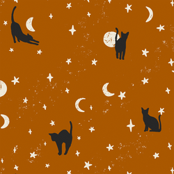 Large Moonstruck Cats in Burnt Orange