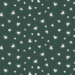Sun Hearts in Egret on Verdant Green