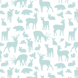 Forest Friends in Glacier Blue on White