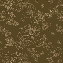 Big Sketched Florals in Chocolate