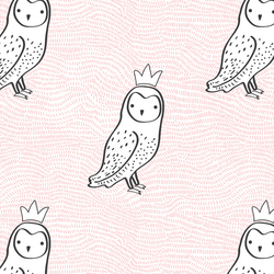 Crowned Owl in Sweet Pink and Onyx