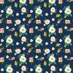 Small Spring Blossoms in Navy
