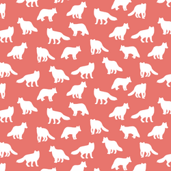 Little Fox Silhouette in Living Coral