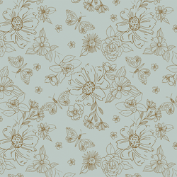 Sketched Florals in Robin's Egg