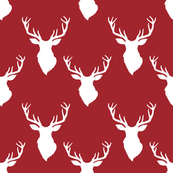 Small Deer Head in Berry Red on White