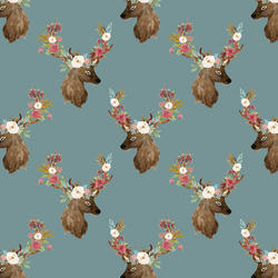 Little Autumn Deer in Rainy Blue
