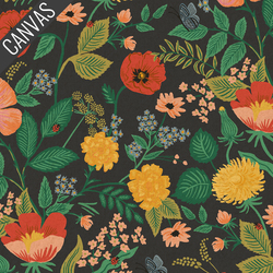 Botanical Floral Canvas in Black