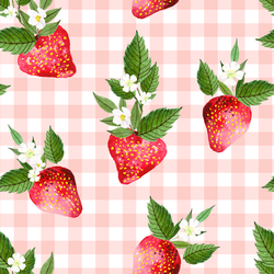 Large Strawberries in Petal Pink Gingham