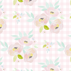 Blush Roses in Soft Pink Gingham