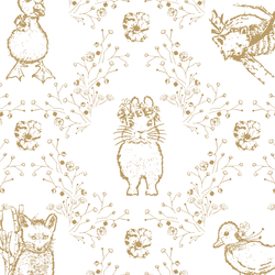Large Bunny and Friends in Golden on White
